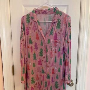Little Sleepies Womens Medium Sleep Shirt Pink Merry and Bright